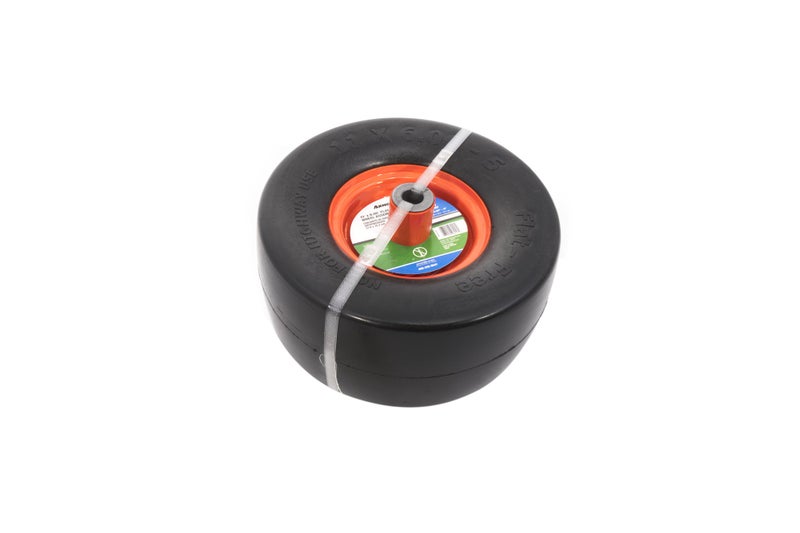Arnold 490-325-0047 11"x6" Flat Free Lawn Mower Tire, Wheel Assembly, Fits Most Makes and Models, 350 lb Load Rating, 5.9" Centered Hub - Image 1